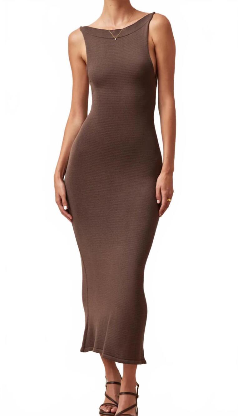 NEW ALOHAS delicate knit dress in brown